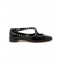 CHRISTIAN LOUBOUTIN 3240521 B439 BLACK PATENT LEATHER PILOUTA JANE SPIKES FLAT BALLERINAS