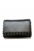 CHRISTIAN LOUBOUTIN 1255070 B078 BLACK SOFT NAPPA LEATHER SPIKY POUCH BAG