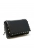 CHRISTIAN LOUBOUTIN 1255070 B078 BLACK SOFT NAPPA LEATHER SPIKY POUCH BAG