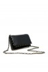 CHRISTIAN LOUBOUTIN 1255070 B078 BLACK SOFT NAPPA LEATHER SPIKY POUCH BAG
