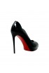 CHRISTIAN LOUBOUTIN 3230023 B439 BLACK PATENT LEATHER HOT CHICK ALTA 120 PUMPS