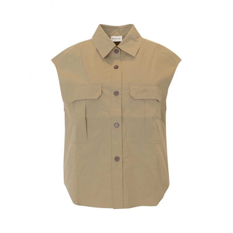 PAROSH D311667 004 NINJA BEIGE NYLON/COTTON SHIRT