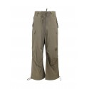 PAROSH D230747 007 NINJA GREEN OLIVE NYLON/COTTON PANTS