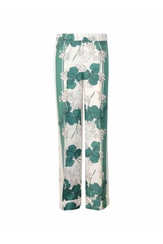 PAROSH D231436 868 SERENELLA GREEN SILK TWILL PANTS