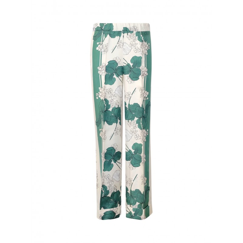 PAROSH D231436 868 SERENELLA GREEN SILK TWILL PANTS