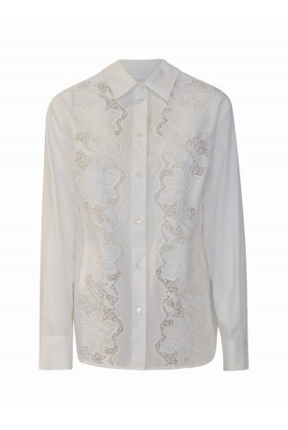 PAROSH D381222 001 CIOCCOLATO WHITE COTTON SHIRT