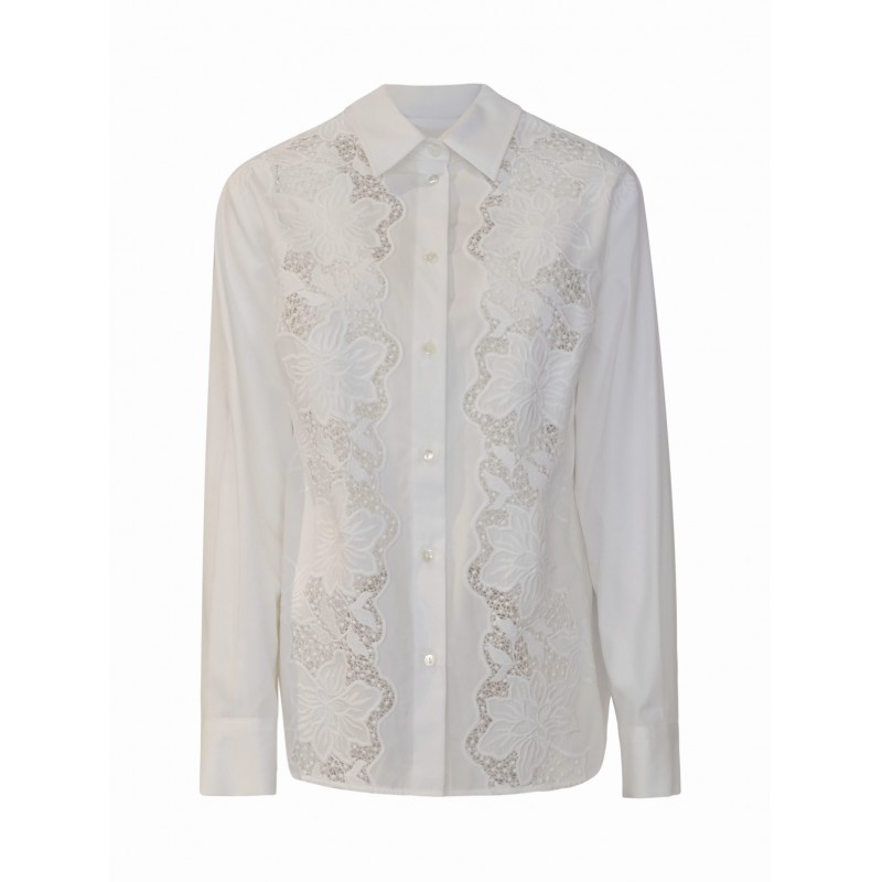 PAROSH D381222 001 CIOCCOLATO WHITE COTTON SHIRT