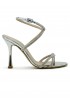 NINALILOU 341035M9/22 SILVER LEATHER SANDALS WITH SWAROVSKI