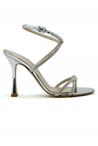NINALILOU 341035M9/22 SILVER LEATHER SANDALS WITH SWAROVSKI
