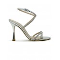 NINALILOU 341035M9/22 SILVER LEATHER SANDALS WITH SWAROVSKI