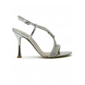 NINALILOU 351037M9/2 SILVER LEATHER SANDALS WITH SWAROVSKI