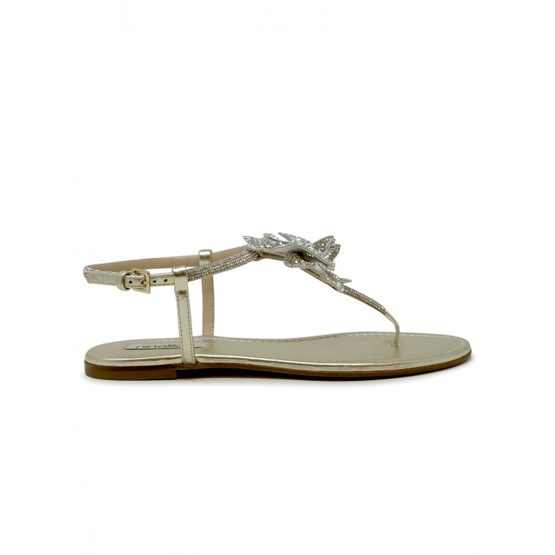 NINALILOU 351171FR/3 PLATINUM NAPPA FLAT SANDAL
