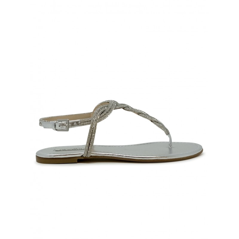 NINALILOU 351172FR/2 SILVER NAPPA FLAT SANDAL