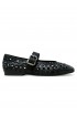 ASH S25-BROOK01 BLACK LEATHER BALLERINA FLAT SHOES