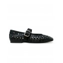 ASH S25-BROOK01 BLACK LEATHER BALLERINA FLAT SHOES