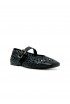 ASH S25-BROOK01 BLACK LEATHER BALLERINA FLAT SHOES