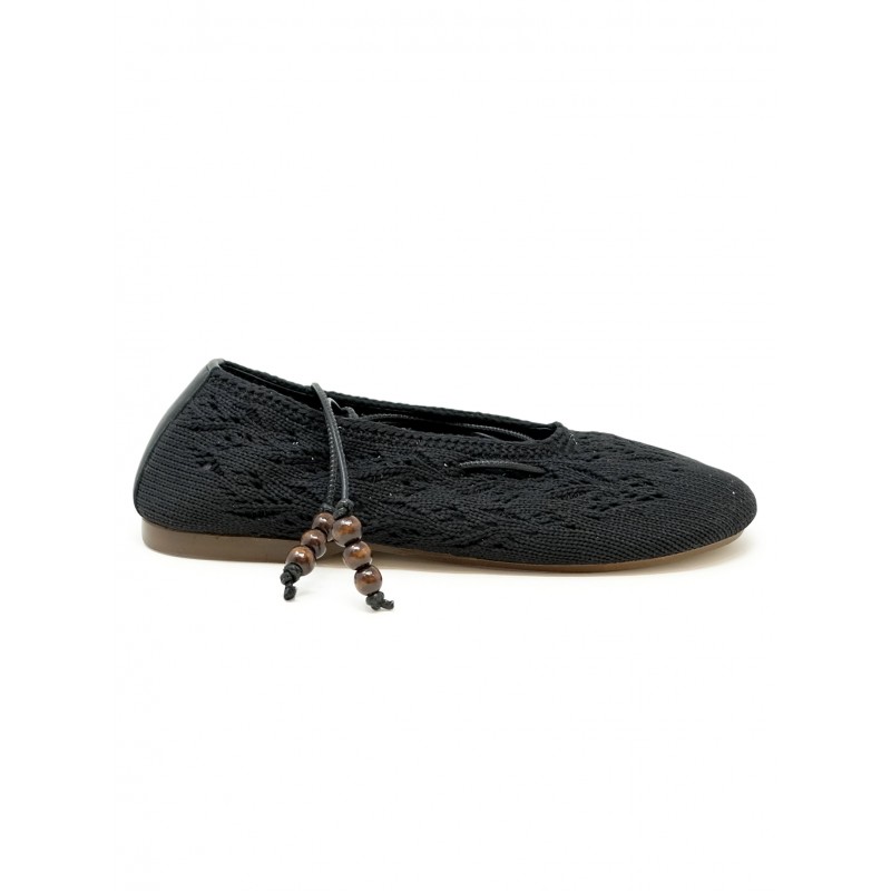ALOHAS S100656-01 BLACK COTTON ROSEMARY CROCHET ESPADRILLAS FLAT SHOES