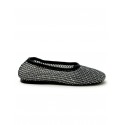 ALOHAS S100783-01 BLACK FABRIC/LEATHER LORAIN BALLET FLAT SHOES