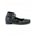 ALOHAS S100750-01 BLACK SILK VOLANT BALLET FLAT SHOES