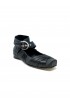 ALOHAS S100750-01 BLACK SILK VOLANT BALLET FLAT SHOES