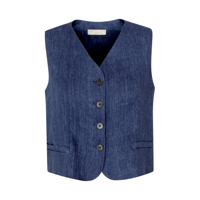 ANTONELLI N3694 812 550 DENIM LINEN FROSINONE GILET