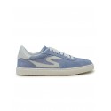 STUART WEITZMAN SK928 LIGHT BLUE AND WHITE LEATHER/SUEDE RUNAROUND SNEAKERS