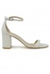 STUART WEITZMAN SK305 WHITE LEATHER NUDIST 75 BLOCK SANDALS