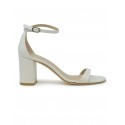 STUART WEITZMAN SK305 WHITE LEATHER NUDIST 75 BLOCK SANDALS
