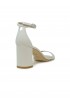 STUART WEITZMAN SK305 WHITE LEATHER NUDIST 75 BLOCK SANDALS