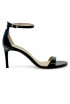 STUART WEITZMAN SK306 BLACK LEATHER NUDIST II 75 SANDALS