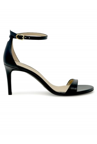 STUART WEITZMAN SK306 BLACK LEATHER NUDIST II 75 SANDALS