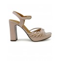 CHIE MIHARA PINK PATENT LEATHER CANETI SANDALS