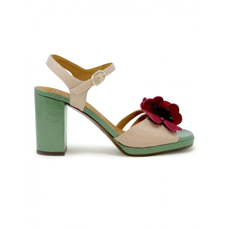 CHIE MIHARA MULTICOLOR PATENT LEATHER PARLOTA SANDALS