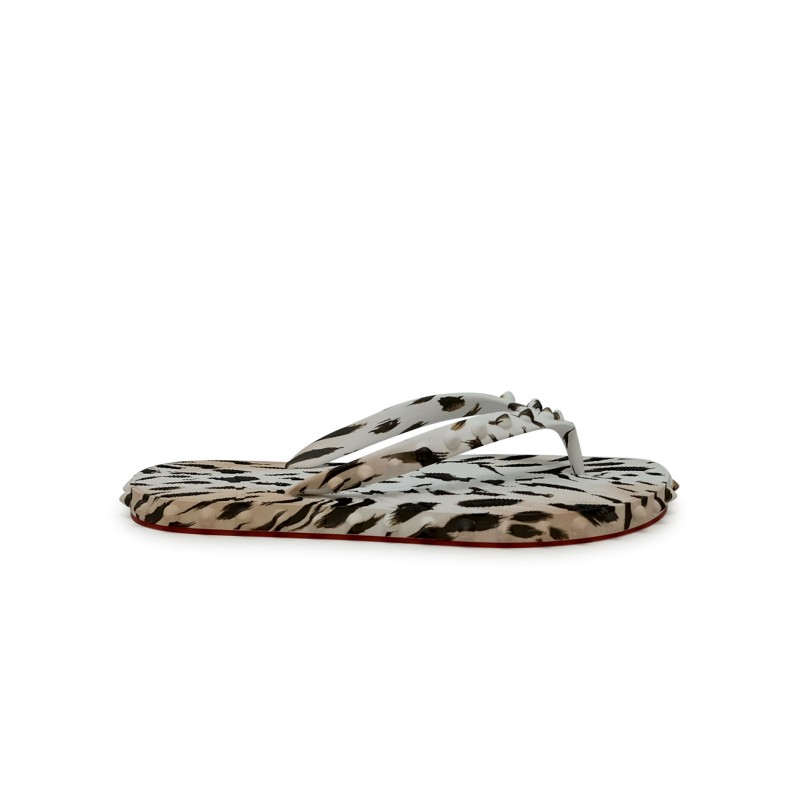 CHRISTIAN LOUBOUTIN 1250602 P891 VINTAGE ROSE RUBBER SUPER LOUBI FLAT FLIP THONGS