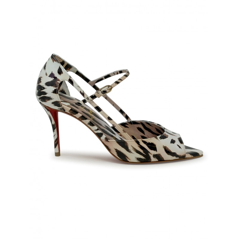 CHRISTIAN LOUBOUTIN 1250941 9002 VINTAGE ROSE PATENT OPEN MISS Z STRAP 80 PUMPS