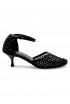 ELENA IACHI R15 BLACK LEATHER/GLITTER SANDALS