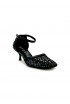 ELENA IACHI R15 BLACK LEATHER/GLITTER SANDALS