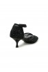 ELENA IACHI R15 BLACK LEATHER/GLITTER SANDALS