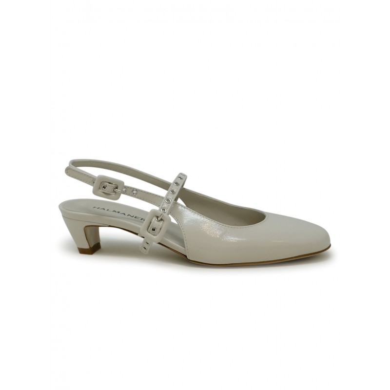 HALMANERA DINA14 IVORY TOFU PATENT LEATHER GLAZE SANDALS
