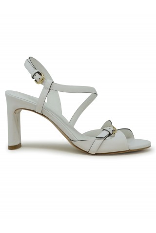 ROBERTO DEL CARLO 11924 WHITE LEATHER SANDALS
