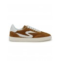 STUART WEITZMAN SK928 BEIGE AND WHITE LEATHER/SUEDE RUNAROUND SNEAKERS