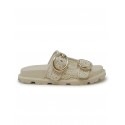 STUART WEITZMAN SK758 IVORY LACE BENNI SPORT SLIDE SANDALS