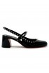CHRISTIAN LOUBOUTIN 1250705 B439 BLACK PATENT LEATHER JANISPIKES 55 MARY JANES