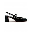 CHRISTIAN LOUBOUTIN 1250705 B439 BLACK PATENT LEATHER JANISPIKES 55 MARY JANES