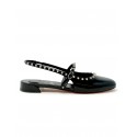 CHRISTIAN LOUBOUTIN 1250701 B439 BLACK PATENT LEATHER SWEET JANISPIKES FLAT BALLERINAS