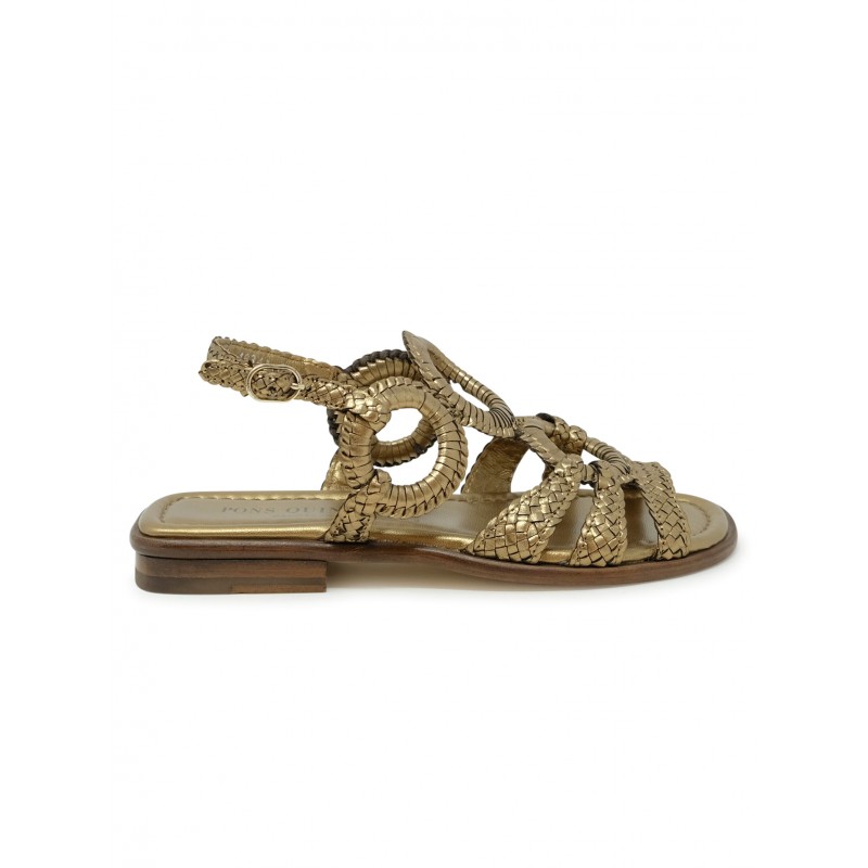 PONS QUINTANA 11235.000 BRONZE LEATHER TINA FLAT SANDALS