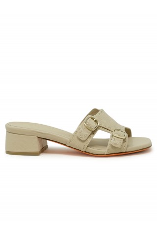 SANTONI WHVC71647HA2TWKAP10 BEIGE LEATHER BACKLESS SANDAL