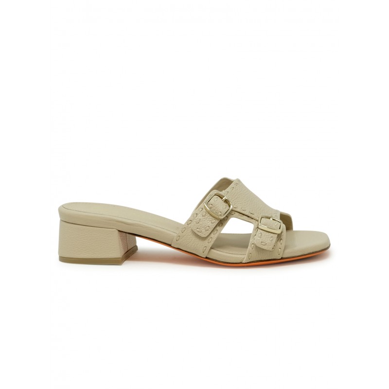 SANTONI WHVC71647HA2TWKAP10 BEIGE LEATHER BACKLESS SANDAL