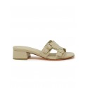 SANTONI WHVC71647HA2TWKAP10 BEIGE LEATHER BACKLESS SANDAL