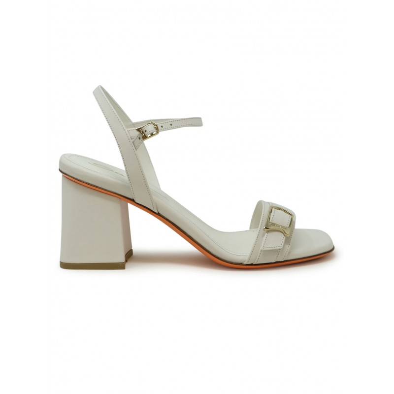 SANTONI WHVT70836HA2TYLCI80 WHITE LEATHER SANDAL